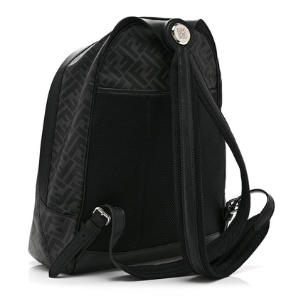 Fendi Glazed Fabric Vitello King FF 1974 Medium Chiodo Backpack Black Sunflower