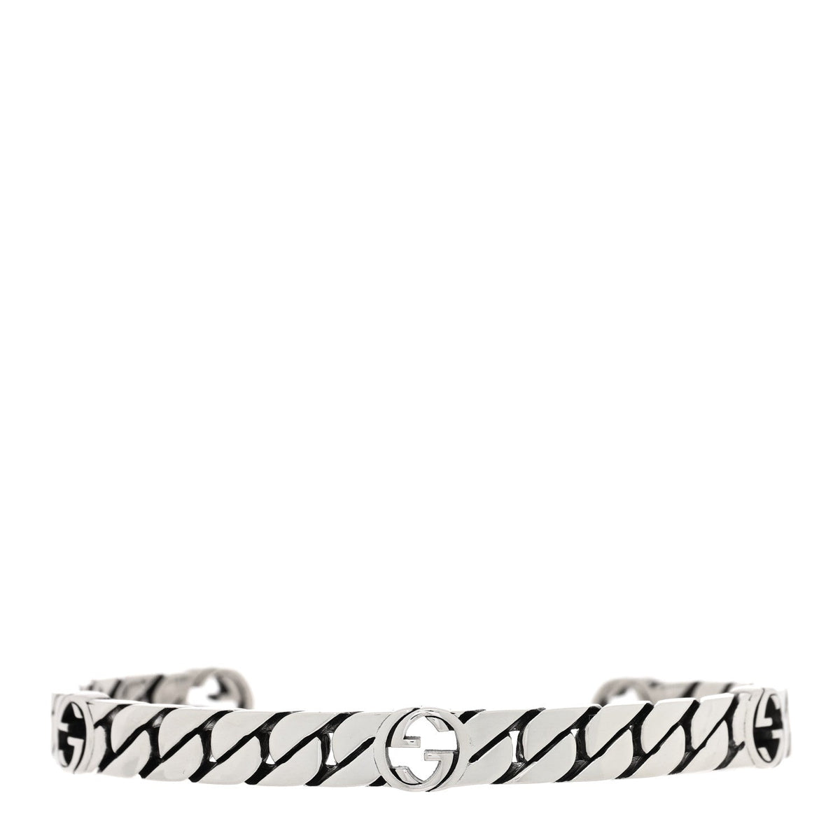 Gucci Sterling Silver Interlocking G Cuff Bracelet 16