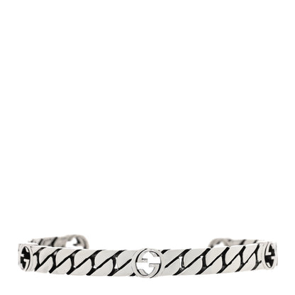 Gucci Sterling Silver Interlocking G Cuff Bracelet 16