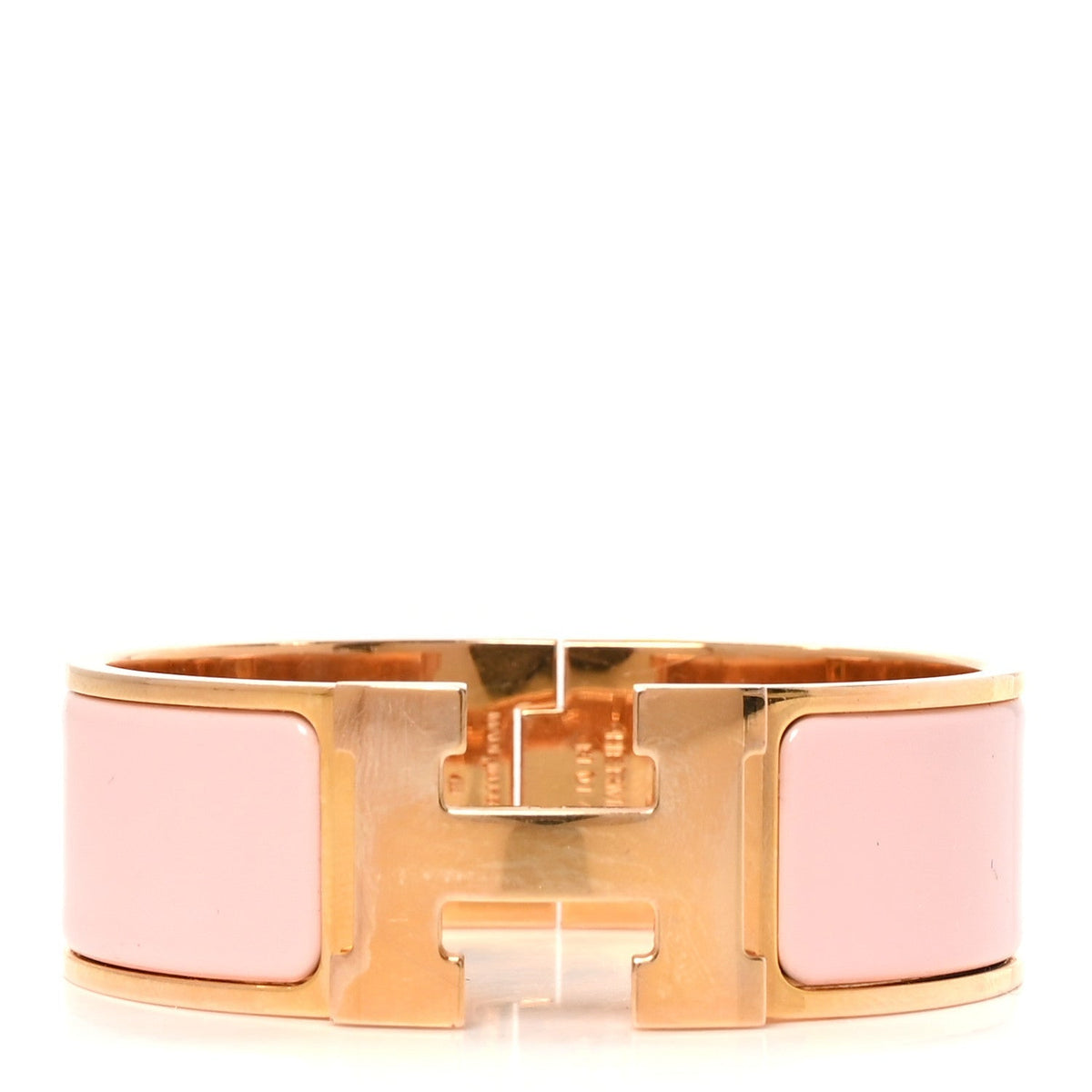 Hermes Enamel Wide Clic Clac H Bracelet PM Rose Dragee