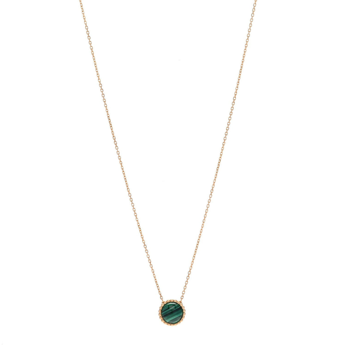 Van Cleef & Arpels 18K Yellow Gold Malachite Perlee Couleurs Pendant Necklace