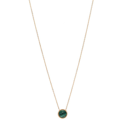 Van Cleef & Arpels 18K Yellow Gold Malachite Perlee Couleurs Pendant Necklace