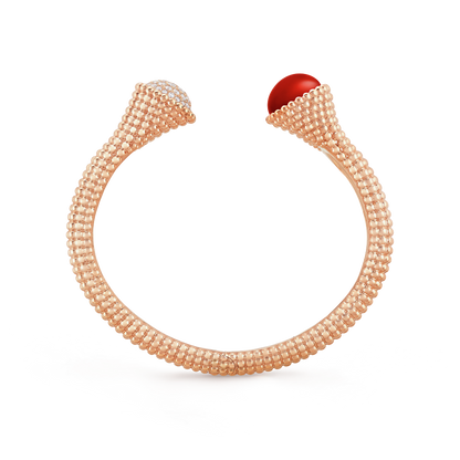 18K Rose Gold Carnelian Diamonds VCA Perlée Couleurs Bracelet