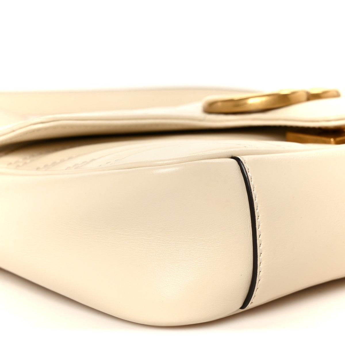 Gucci Calfskin Matelasse Mini GG Marmont Shoulder Bag White