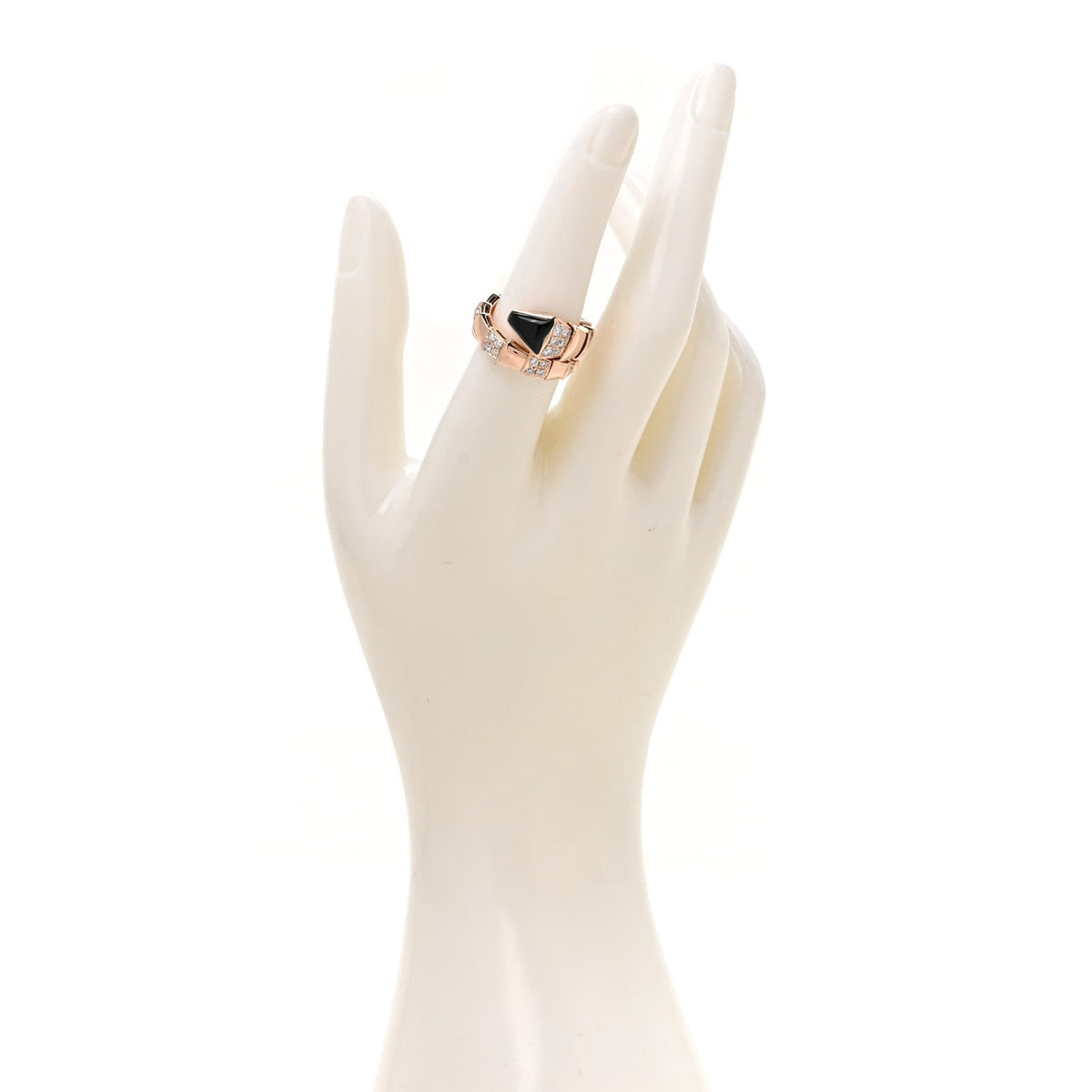 Bulgari 18K Rose Gold Diamond Black Onyx Serpenti Viper Ring M