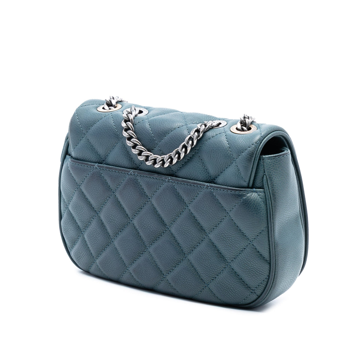 Casual Pocket Flap Messenger Bag Quilted Caviar Medium