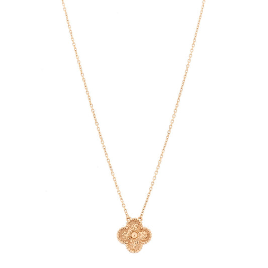 Van Cleef & Arpels 18K Rose Gold Vintage Alhambra Pendant Necklace