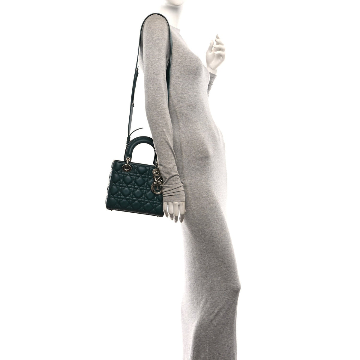 Christian Dior Lambskin Cannage Small My ABCDior Lady Dior Dark Green
