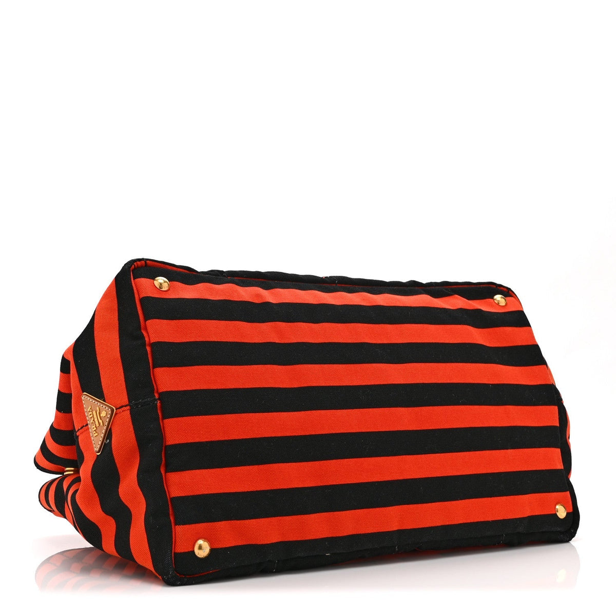 Prada Canapa Striped Tote Arancio