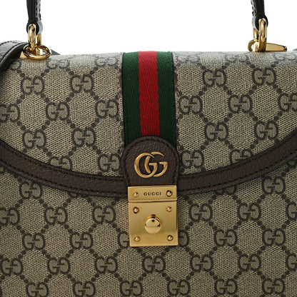 Gucci GG Supreme Calfskin Small Ophidia Padlock Bag Beige Ebony