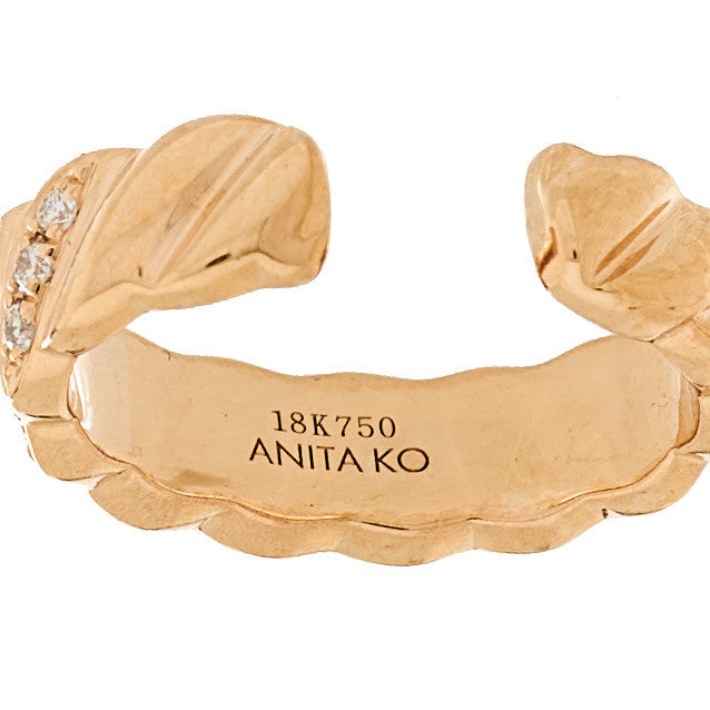 Anita Ko 18K Rose Gold Diamond Thin Braid Ear Cuff