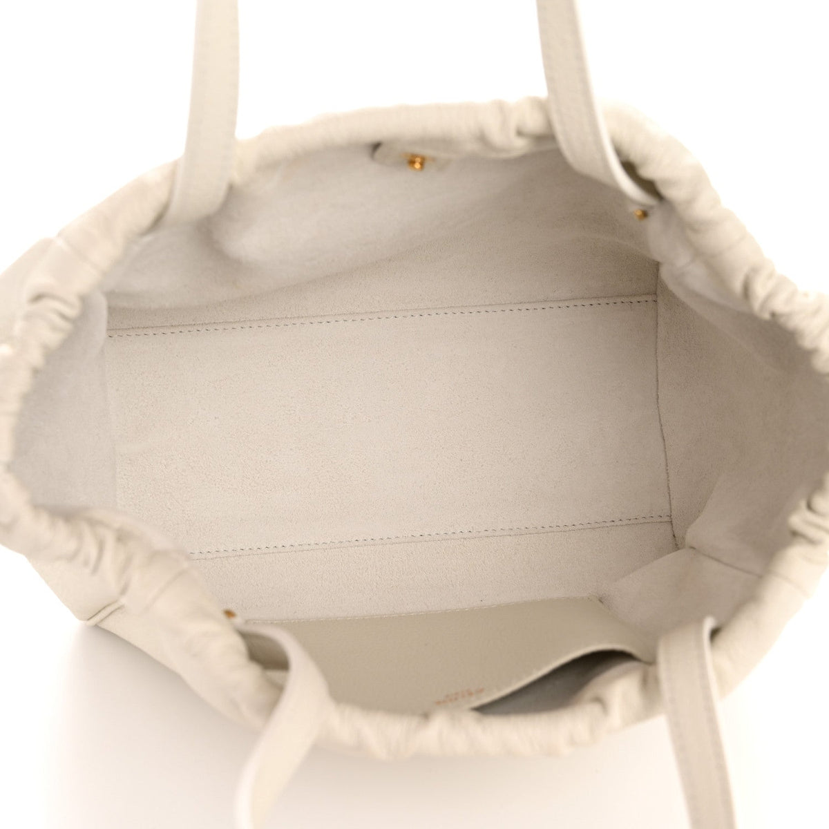 Celine Calfskin Cuir Small Triomphe Cabas Drawstring White