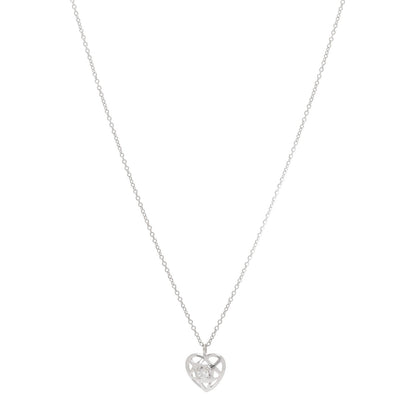 Tiffany 18K White Gold Diamond Cut Out Heart Pendant Necklace