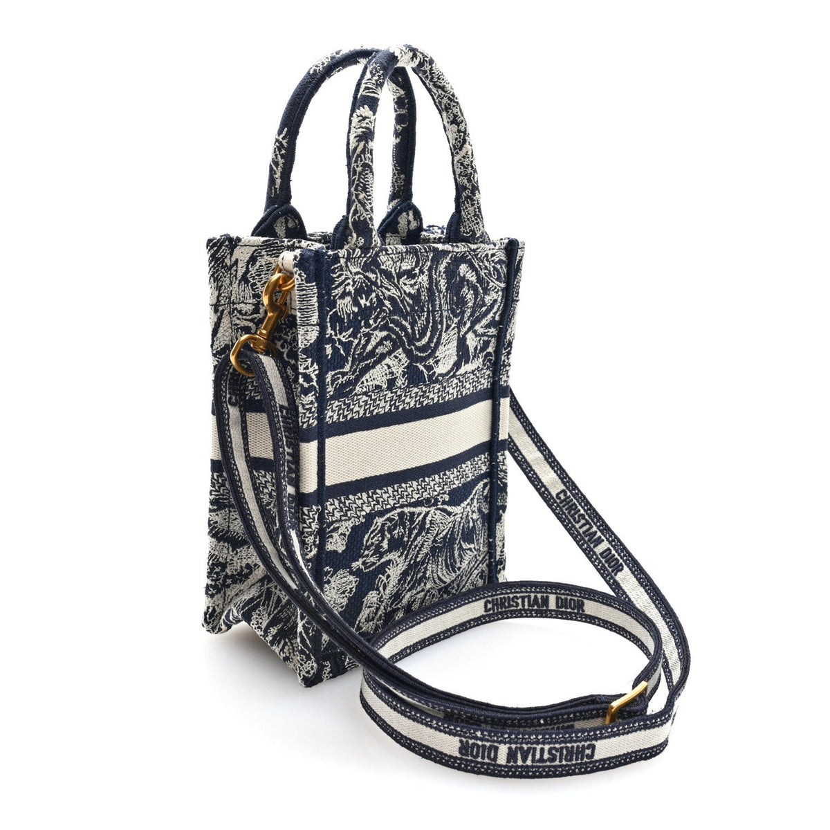Christian Dior Canvas Mini Book Tote Phone Bag Blue