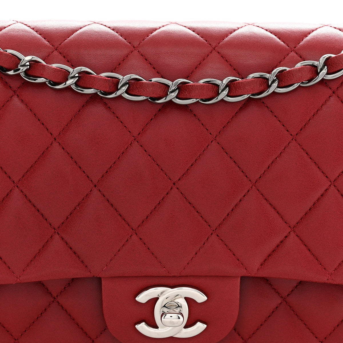 Chanel Lambskin Quilted Medium Double Flap Red 1982443