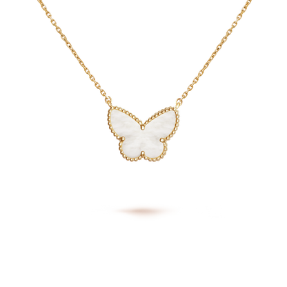 18K Yellow Gold MOP VCA Lucky Alhambra Butterfly Pendant
