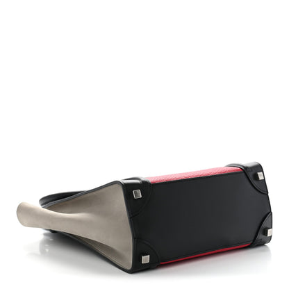 Celine Calfskin Bullhide Micro Luggage Tri-Color Bright Red