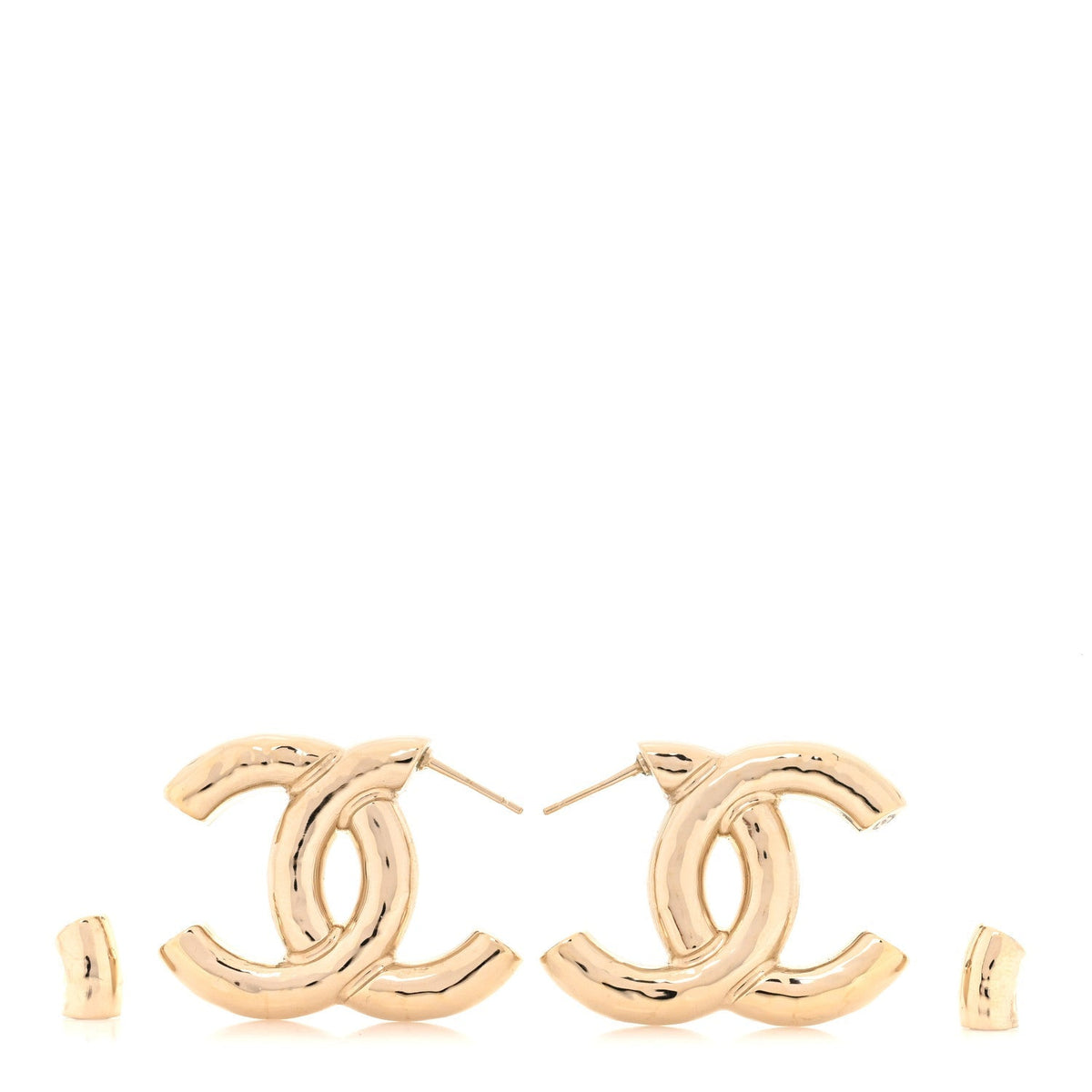 Chanel Metal Large CC Earrings Light Gold