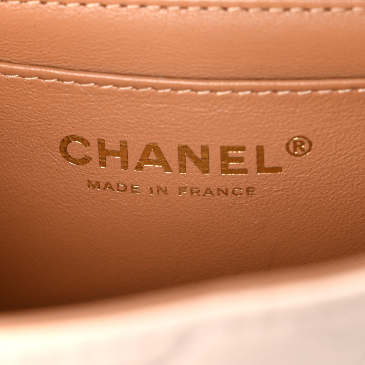 Chanel Lambskin Quilted Mini Top Handle Flap Ecru Dark Beige