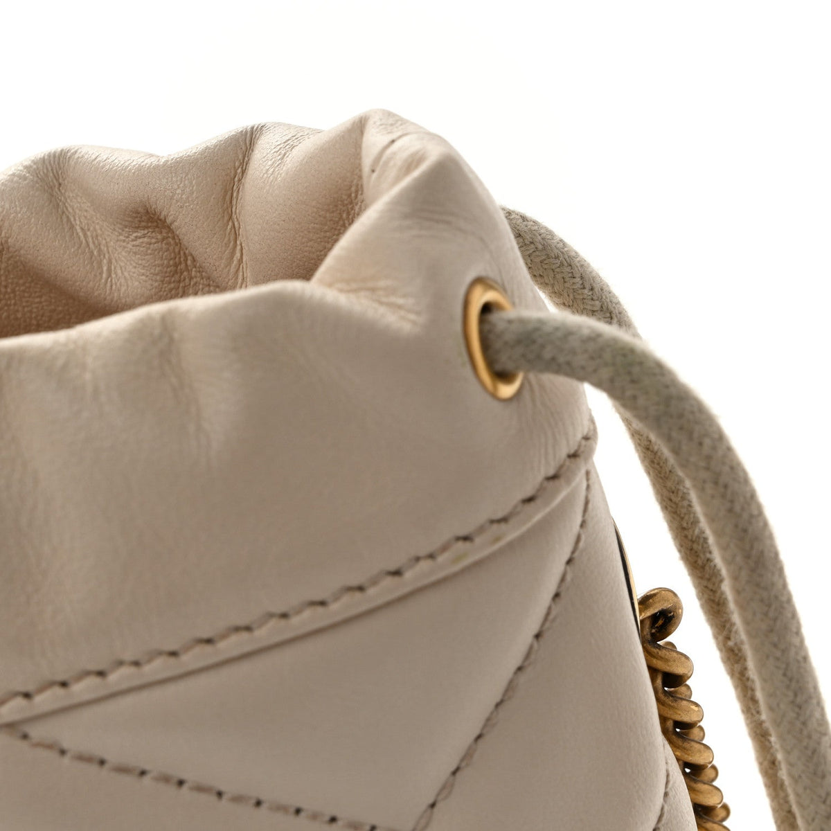Gucci Calfskin Matelasse Mini GG Marmont 2.0 Bucket Bag White
