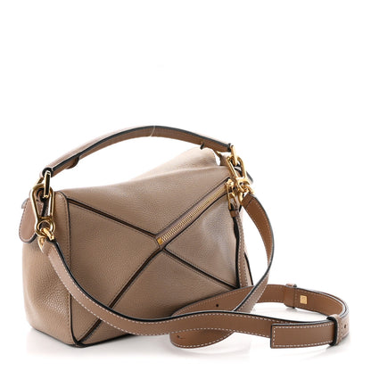 Loewe Grained Calfskin Small Puzzle Bag Sand Mink