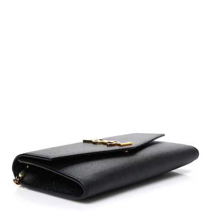 Saint Laurent Grain De Poudre Uptown Chain Wallet Black