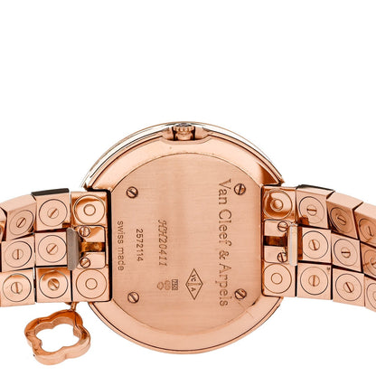 Van Cleef & Arpels 18K Rose Gold Diamond 32mm Charms Watch Black
