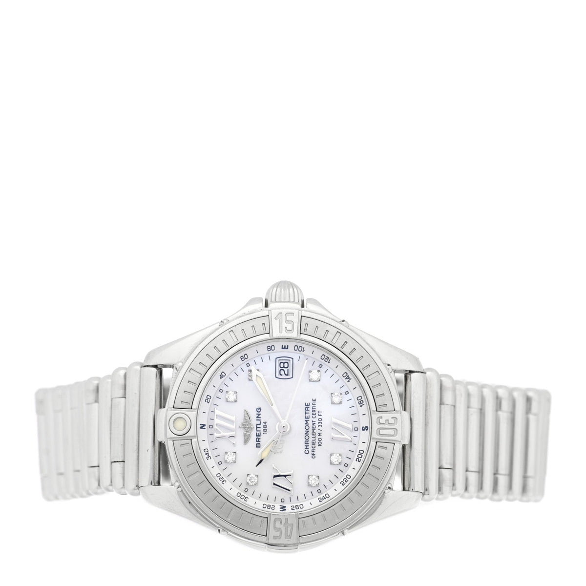 Breitling Stainless Steel Diamond Mother of Pearl 32mm Lady Cockpit Quartz Watch A71365