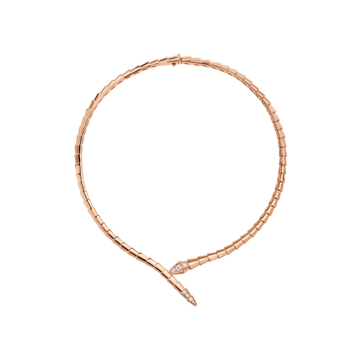 18K Rose Gold Diamond Serpenti Viper Necklace