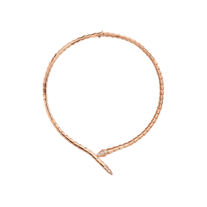 18K Rose Gold Diamond Serpenti Viper Necklace
