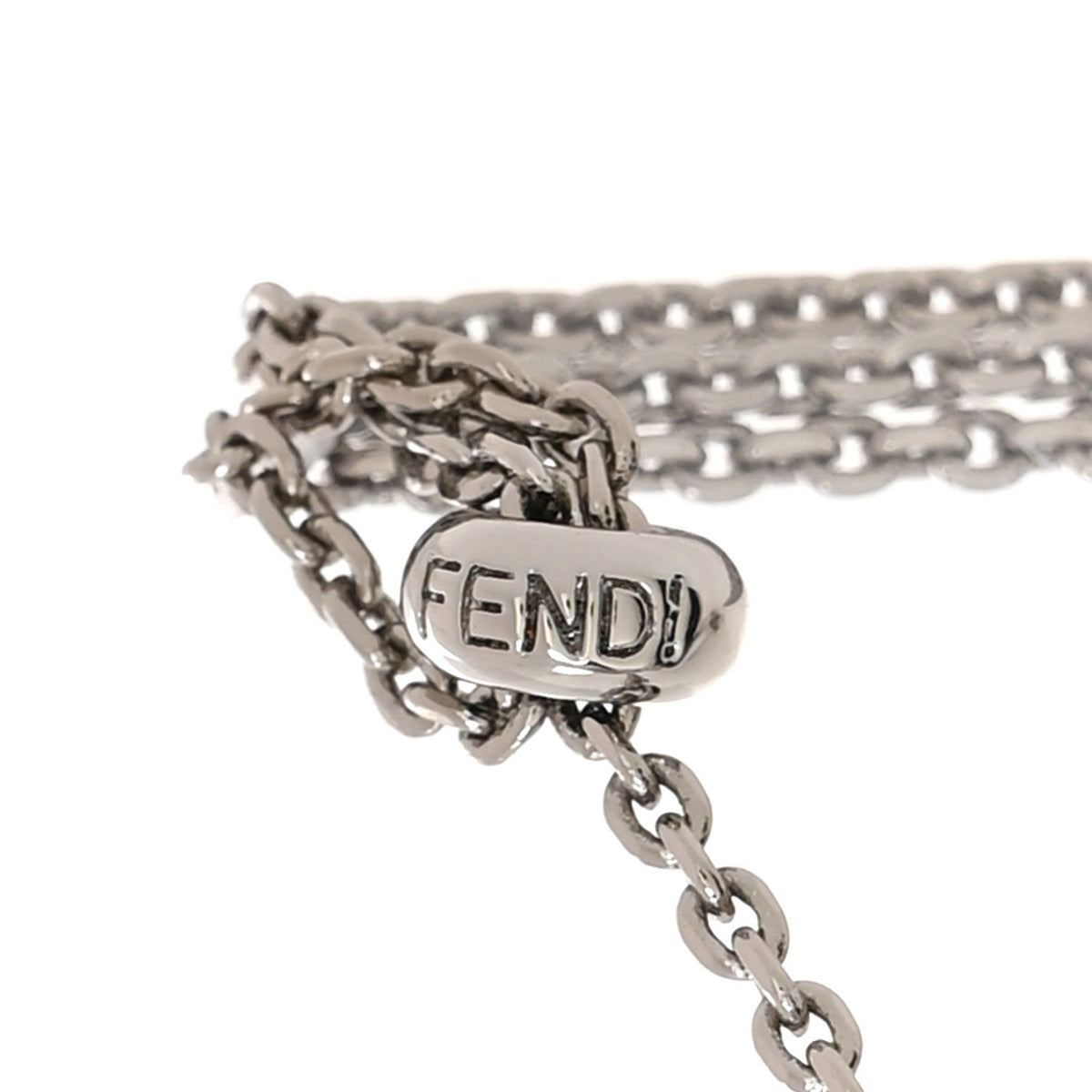 FendiMetal Python Micro Peekaboo Charm Necklace Silver Beige Amido