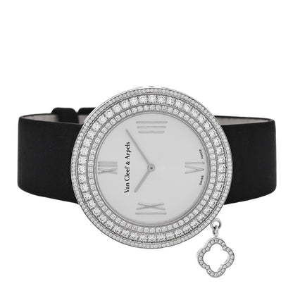 Van Cleef & Arpels 18K White Gold Satin Diamond 38mm Charms Watch