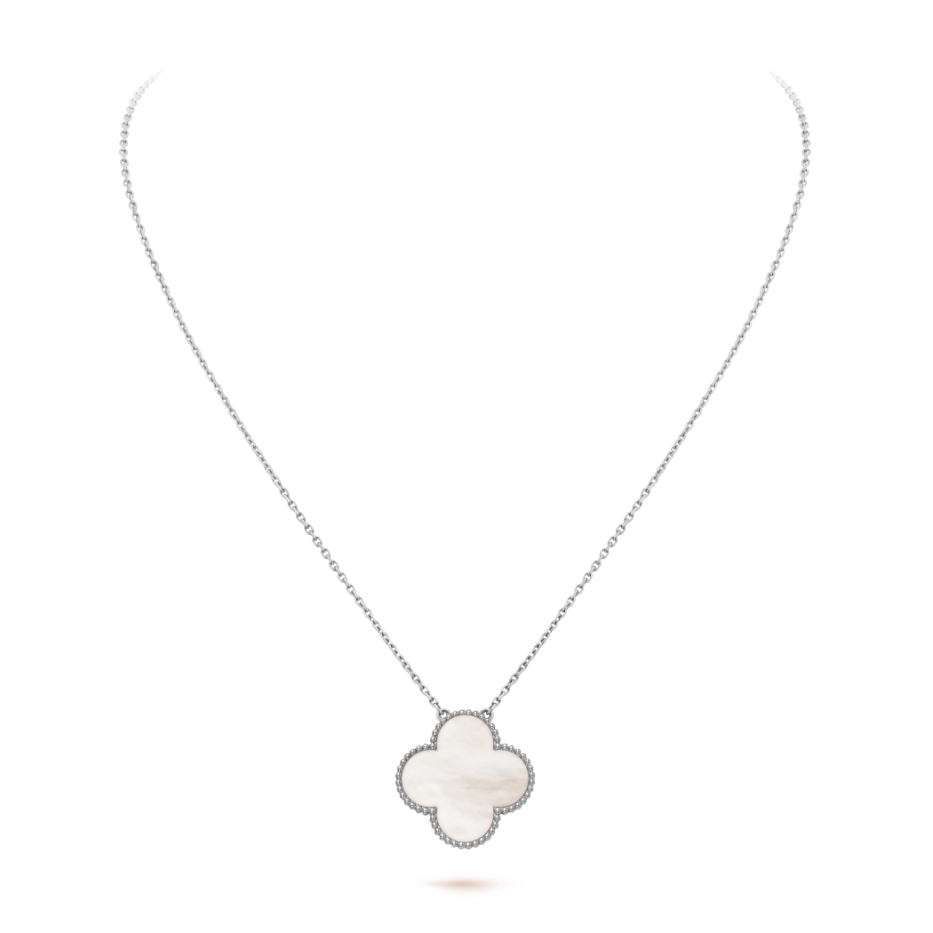 18K White Gold Mother of Pearl VCA Magic Alhambra Pendant