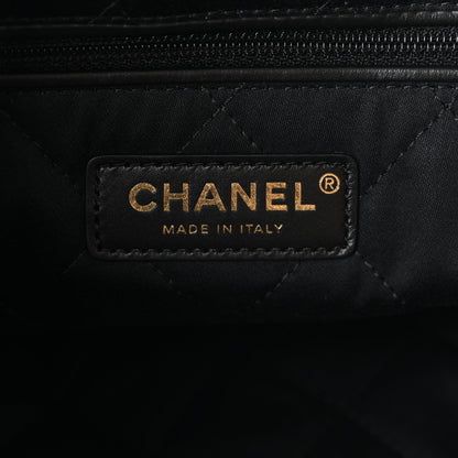 Chanel Shiny Caviar Quilted Monochrome Small 22 Shoulder Bag Black