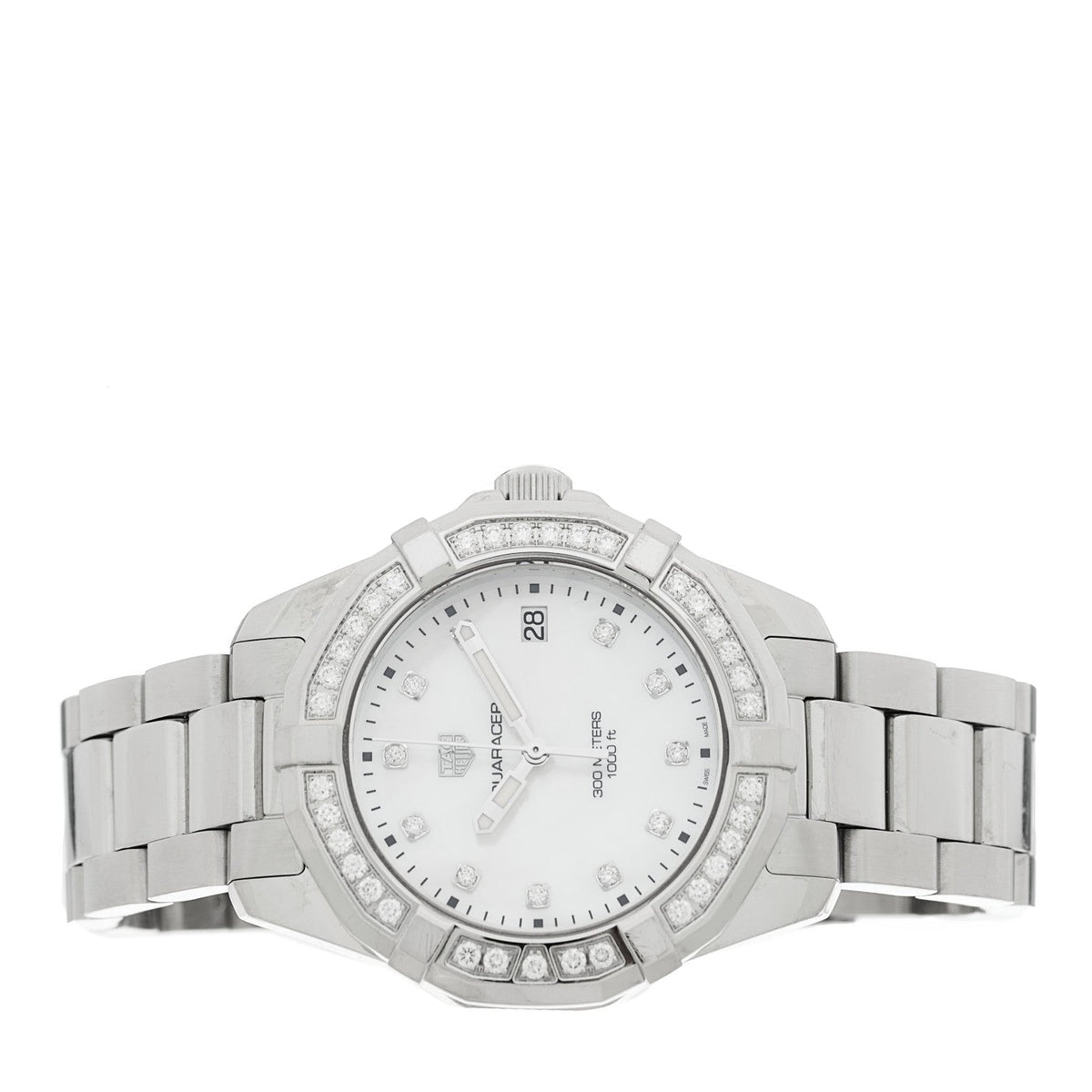 Tag Heuer Stainless Steel Mother of Pearl Aquaracer Watch WBD131C