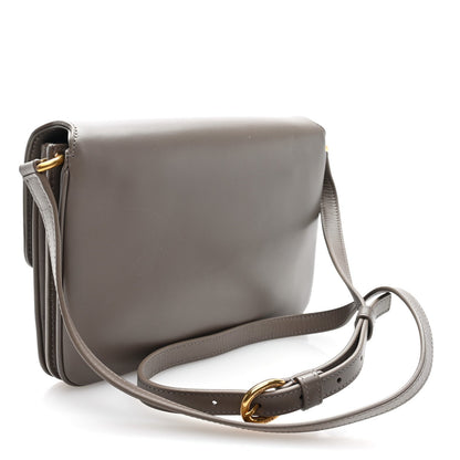Saint Laurent Smooth Calfskin Le Maillon Satchel Greyish Brown