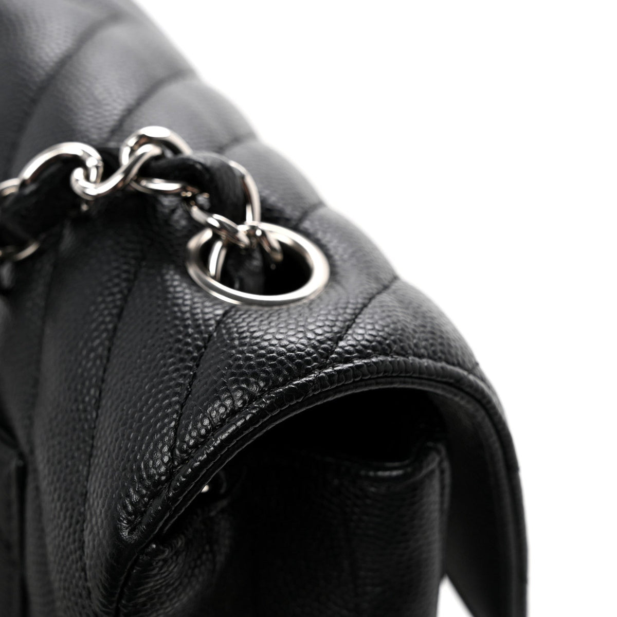 Chanel Caviar Chevron Quilted Mini Rectangular Flap Black