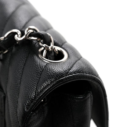 Chanel Caviar Chevron Quilted Mini Rectangular Flap Black