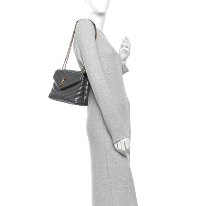 Saint Laurent Calfskin Small Loulou Chain Satchel Storm