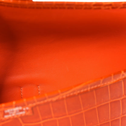 Hermes Shiny Niloticus Crocodile Jige Elan 29 Clutch Bougainvillea
