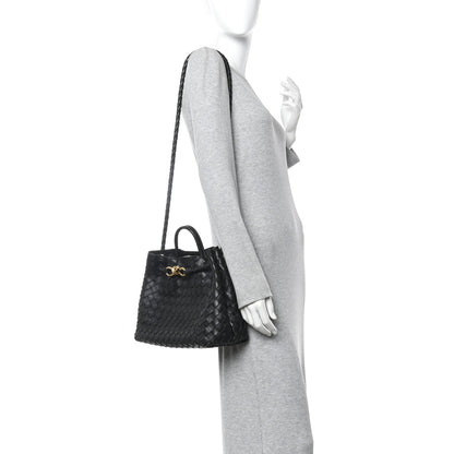 Bottega Veneta Nappa Intrecciato Medium Andiamo Shoulder Bag Black
