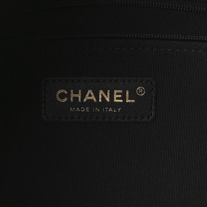 Chanel Suede Calfskin Shiny Lambskin Quilted Small Coco Base Shopping Bag Beige Black