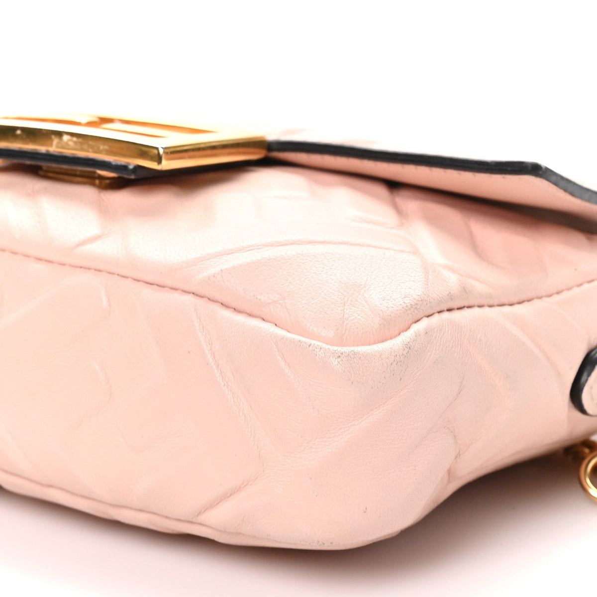 Fendi Nappa FF 1974 Embossed Mini Baguette Rosa Quarzo