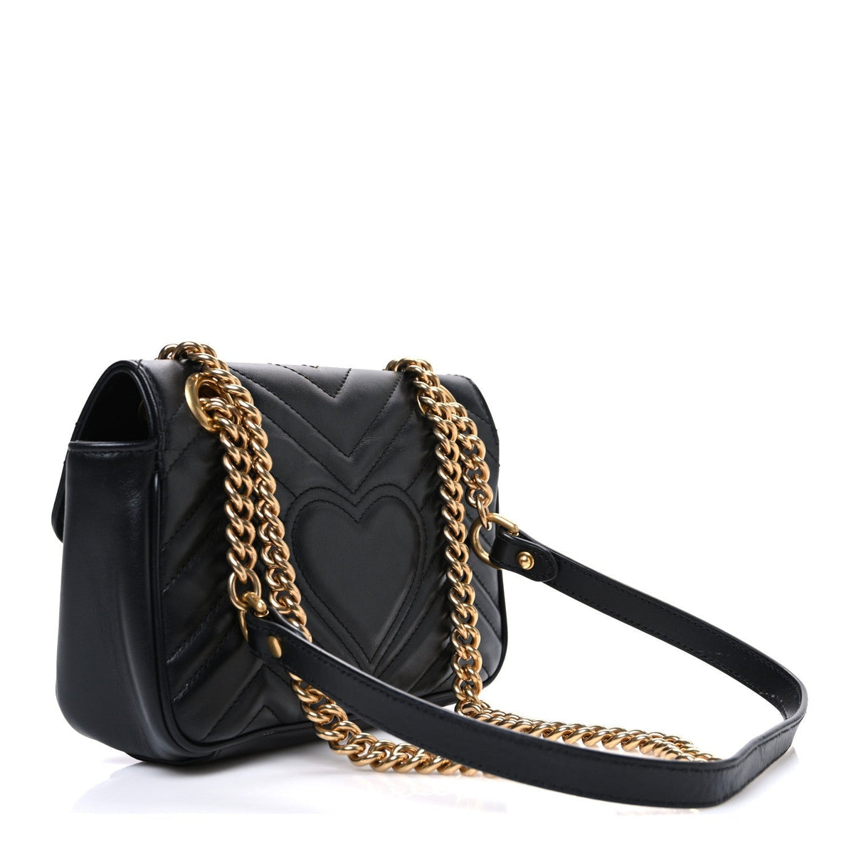 Gucci Calfskin Matelasse Mini GG Marmont Shoulder Bag Black 1817680