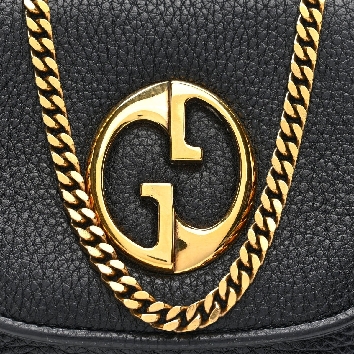 Gucci Pebbled Calfskin Small 1973 Chain Shoulder Bag Black