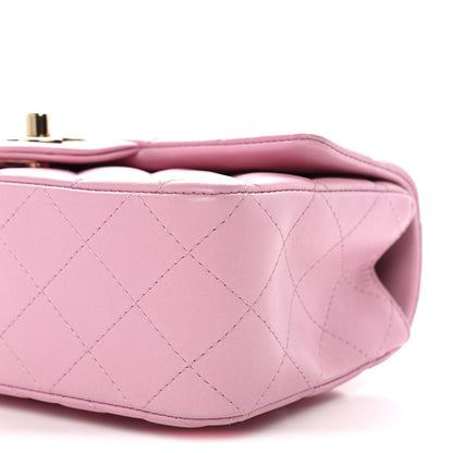 Chanel Lambskin Quilted Mini Top Handle Rectangular Flap Pink 1828381