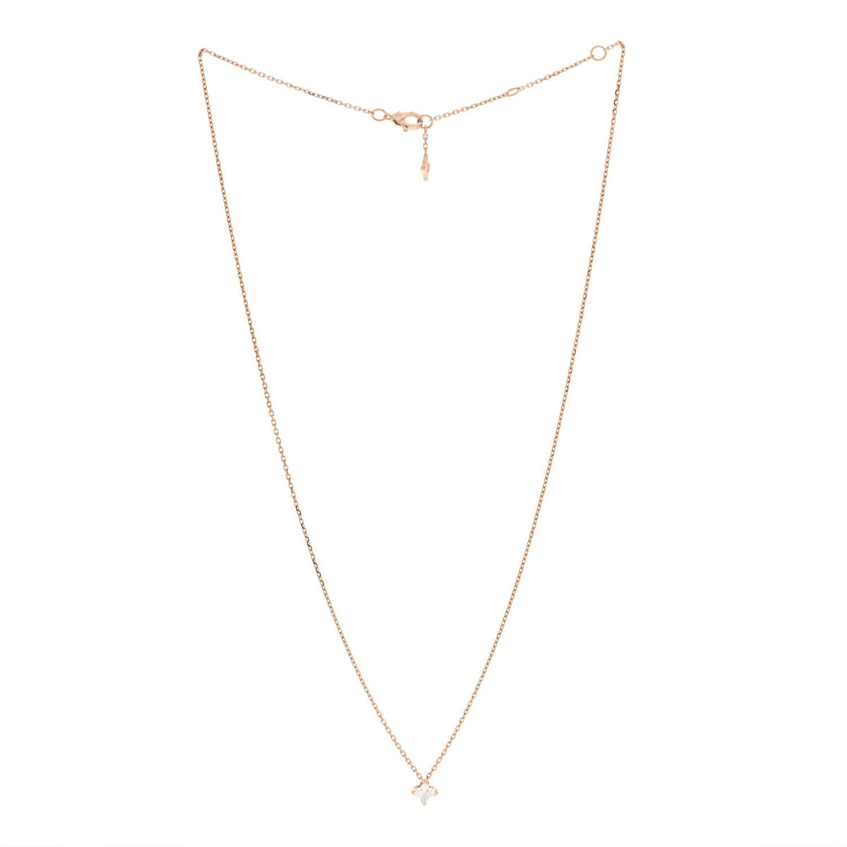 Louis Vuitton 18K Pink Gold Diamond 0.38ct LV Monogram Star Cut Pendant Necklace