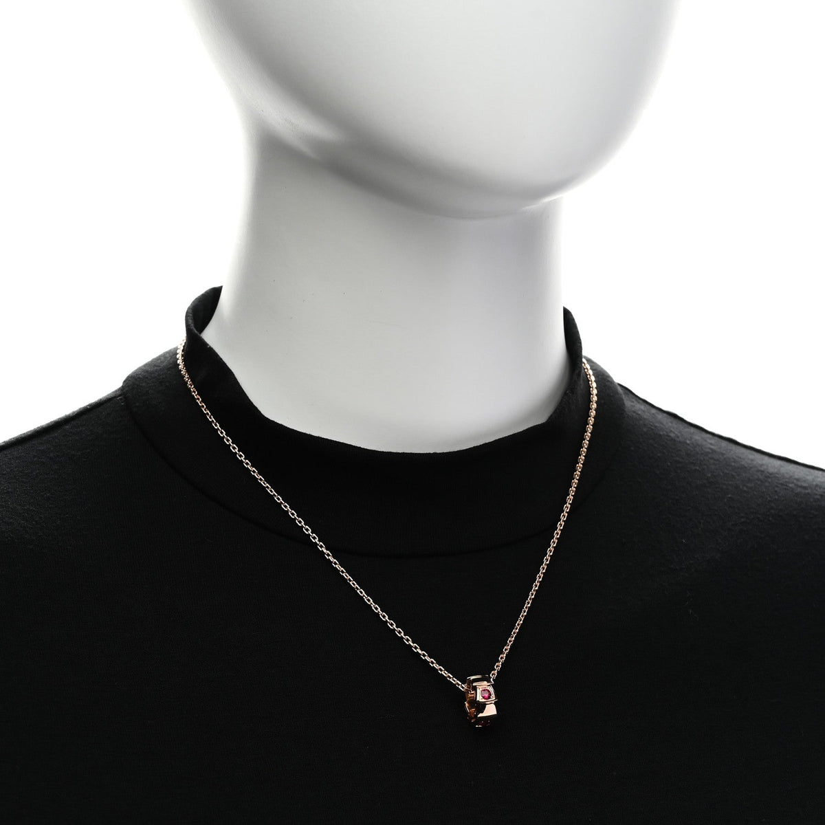 Bulgari 18K Rose Gold Ruby Serpenti Viper Pendant Necklace