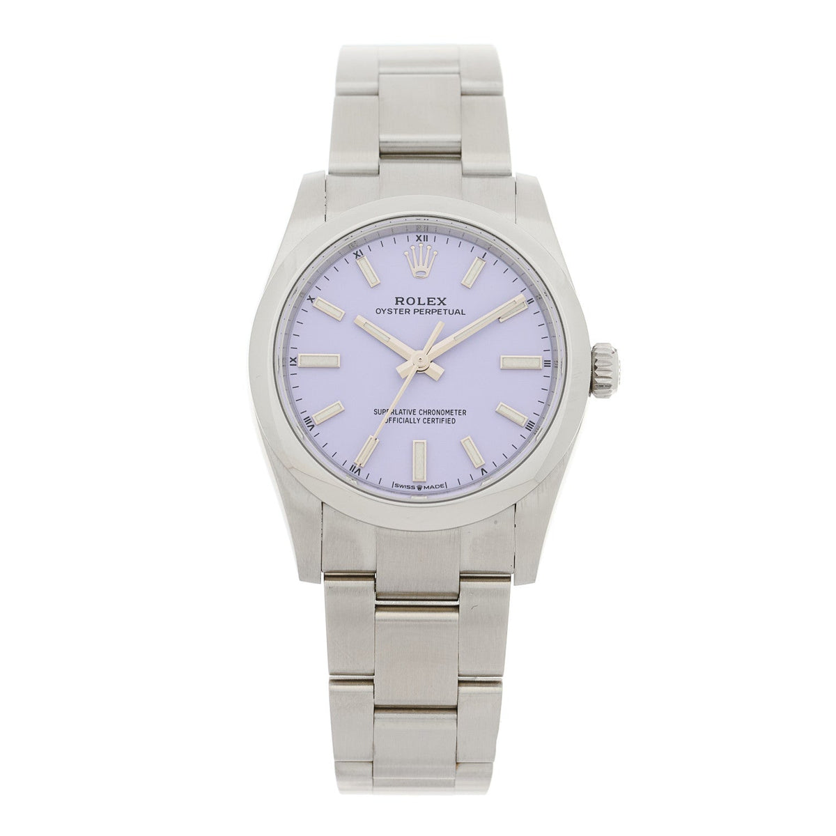 Rolex Stainless Steel 34mm Oyster Perpetual Watch Lavender