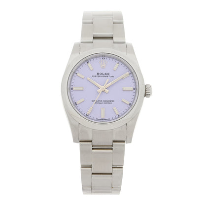 Rolex Stainless Steel 34mm Oyster Perpetual Watch Lavender